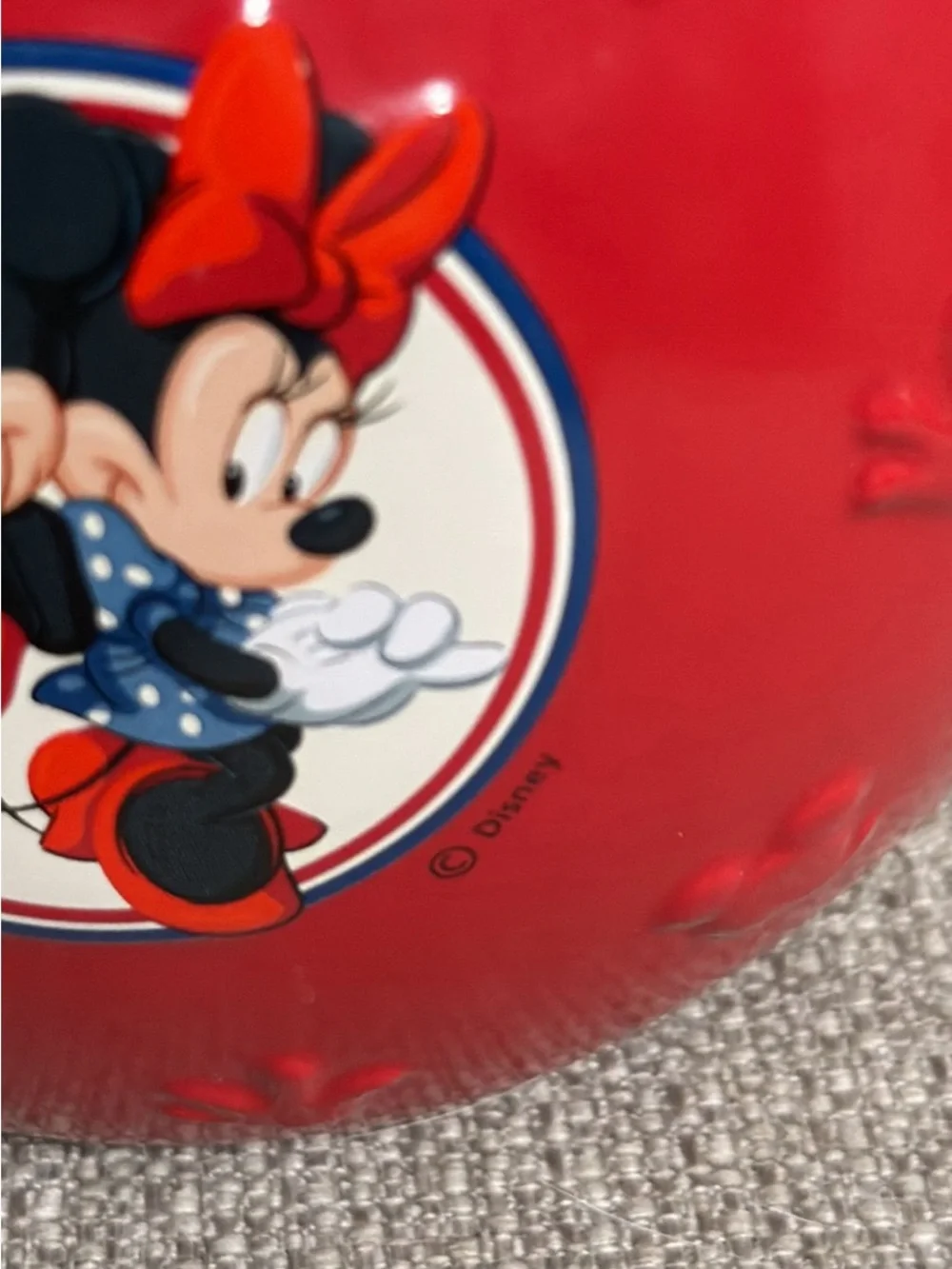 Vintage Disney Red Mickey & Minnie Ceramic Cookie Jar with White Lid